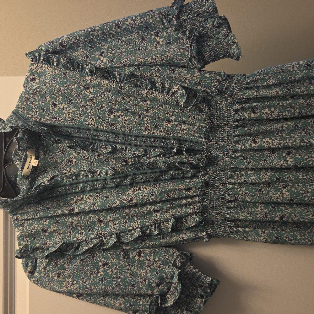 Max Studio Green Floral Ruffle Midi Dress - Picture 3 of 5